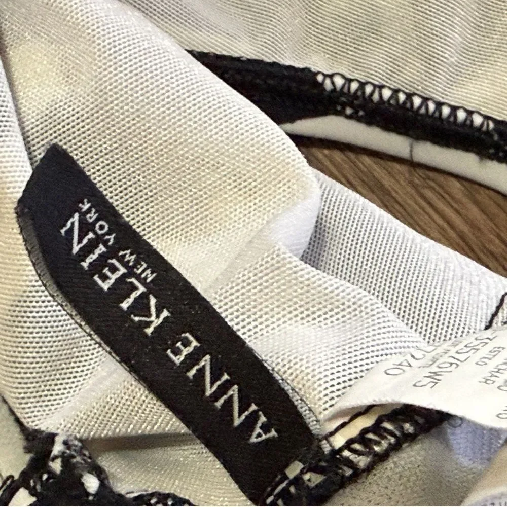 Anne Klein One Piece Abstract Bathing Suit Swimwear Size 10 Black White